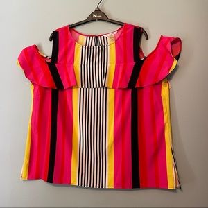 Cold shoulder top with peep hole in back